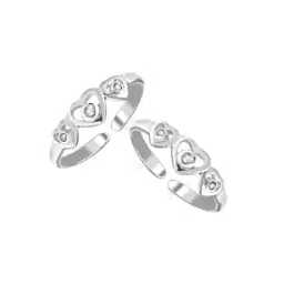 lecalla 925 Sterling Silver Set of 2 Triple Heart Toe Rings-picture-44