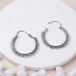 giva Oxidised Silver Tribal Hoop Earrings-picture-20