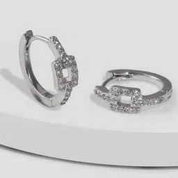 giva 925 Silver Embellished Huggie Earrings-picture-30