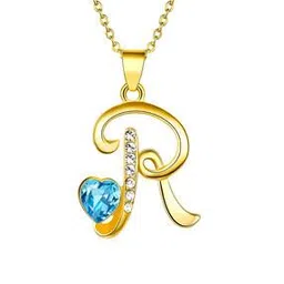 yellow chimes Swarovski Crystal Gold-Plated Alphabet Pendant Necklace-picture-47