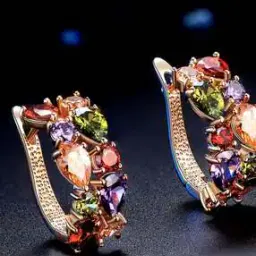 yellow chimes Cubic Zirconia-Studded Hoop Earrings-picture-20