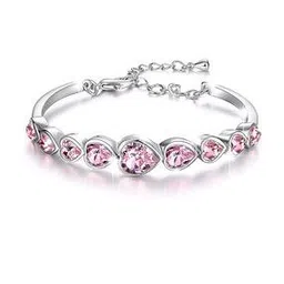 yellow chimes Silver-Plated Heart Design Crystal-Studded Bracelet-picture-34