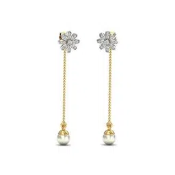 kuberbox Embellir Pearl Jacket Yellow Gold Drop Earrings-picture-40