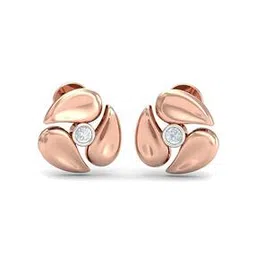 kuberbox Diamond Studded Rose Gold Floral Stud Earrings-picture-38