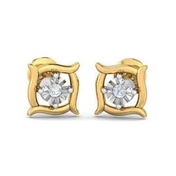 kuberbox Yellow Gold Solitaire Illusion Stud Earrings-picture-26