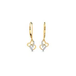 kuberbox Yellow Gold Diamonds Studded Drop Earrings-picture-41
