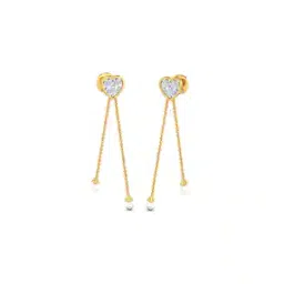 kuberbox Yellow Gold Diamonds Studded Drop Earrings with Pearl Accent-picture-30