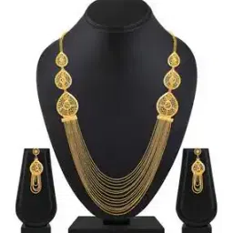 shining diva 11749S Gold-Plated Multi-Layered Necklace & Earrings Set-picture-37