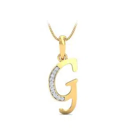 kuberbox Yellow Gold Diamond Studded Alphabet G Gold Pendant-picture-40