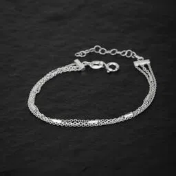 carlton london 925 Sterling Silver Rhodium-Plated Layered Link Bracelet S596020B/1-picture-28
