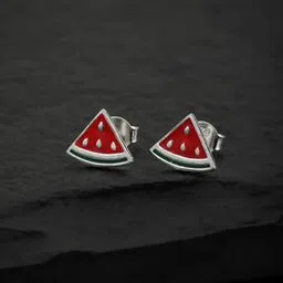 carlton london 925 Sterling Silver Rhodium-Plated Enamel Stud Earrings S550807E-picture-30