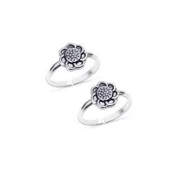 lecalla 925 Sterling Silver Antique Flower-Design Toe Rings-picture-14