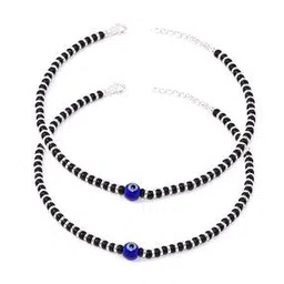 darshraj 925 Sterling Silver Evil Eye Nazariya Anklets-picture-41