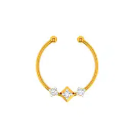 p.c. chandra jewellers Yellow Gold American Diamond Studded Nose Ring-picture-21