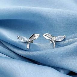 giva Silver Tiny Leaf Earrings-picture-0