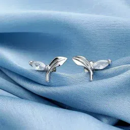 giva Silver Tiny Leaf Earrings image 1