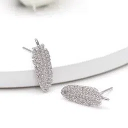 giva 925 Sterling Silver Studded Leaf Earrings-picture-52