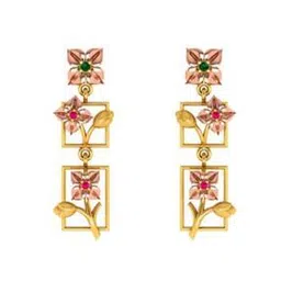 p.c. chandra jewellers Stone-Studded Dual-Tone Dangler Earrings-picture-33