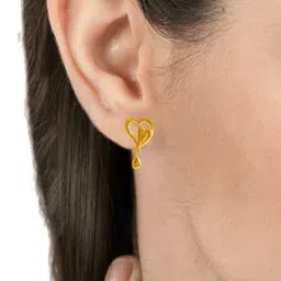 p.c. chandra jewellers Yellow Gold Heart Drop Earrings-picture-39