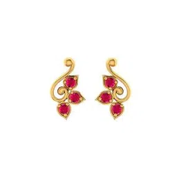 p.c. chandra jewellers 0.9 GM Yellow Gold Stone-Studded Stud Earrings-picture-28