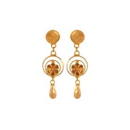 p.c. chandra jewellers Yellow Gold Floral-Design Drop Earrings-picture-30