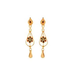 p.c. chandra jewellers Yellow Gold Floral-Design Drop Earrings-picture-21