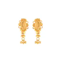 p.c. chandra jewellers Yellow Gold Floral-Design Drop Earrings-picture-52