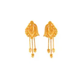 p.c. chandra jewellers Floral-Design Yellow Gold Drop Earrings-picture-11