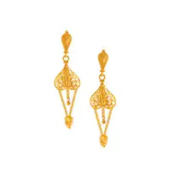 p.c. chandra jewellers Yellow Gold Filigree-Design Drop Earrings-picture-21