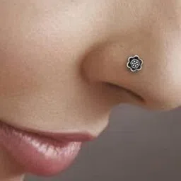 eloish Oxidised 925 Sterling Silver Floral-Design Nosepin-picture-31