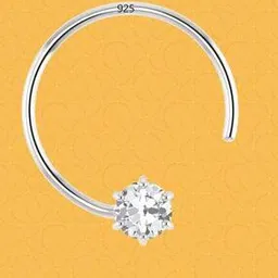 jewelyaari Sterlin Silver Cubic Zirconia-Studded Nosepin-picture-38