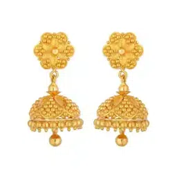 joyalukkas Yellow Gold Floral-Design Jhumka Earrings-picture-13