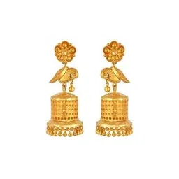 joyalukkas Floral-Design Yellow Gold Jhumka Earrings-picture-30