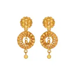joyalukkas Floral-Design Yellow Gold Drop Earrings-picture-34