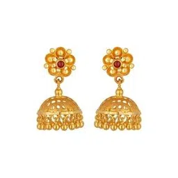 joyalukkas Floral-Design Yellow Gold Jhumka Earrings-picture-11