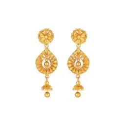 joyalukkas Floral-Design Yellow Gold Drop Earrings-picture-28
