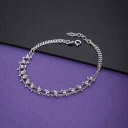 vanbelle 925 Sterling Silver Rhodium-Plated Layered Anklet VANA038-picture-48