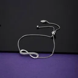 vanbelle 925 Sterling Silver Rhodium-Plated Infinity Adjustable Bracelet VANB069-picture-27