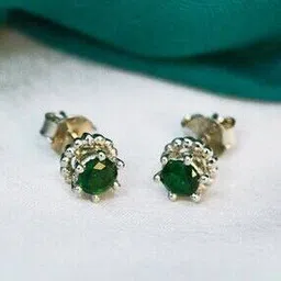 925 Sterling Silver Emerald Stud Earrings-image-26