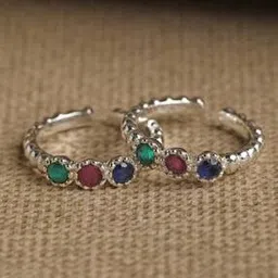 clara Sterling Silver American Diamond-Studded Toe Rings-picture-19
