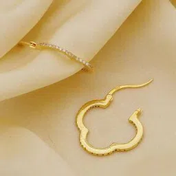 avior jewels Yellow Gold Clover Hoop Earrings-picture-28