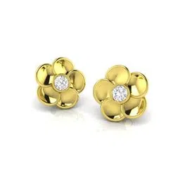 avsar Yellow Gold Floral Design Stud Earrings-picture-15