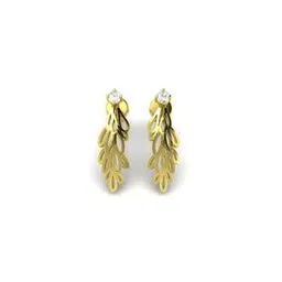 avsar Yellow Gold Leaf Design Stud Earrings-picture-17