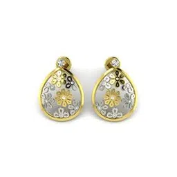 avsar Yellow Gold Floral Design Stud Earrings-picture-25