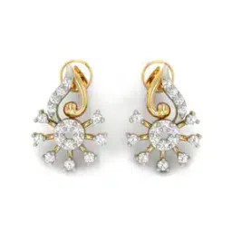 avsar Yellow Gold American Diamond-Studded Stud Earrings-picture-21
