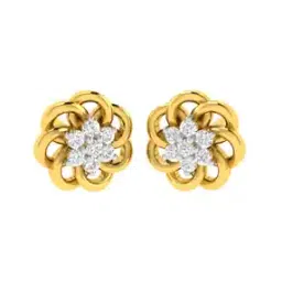 avsar Yellow Gold Diamond Stud Earrings-picture-17