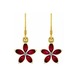 p.c. chandra jewellers Yellow Gold Floral Design Drop Earrings-picture-41