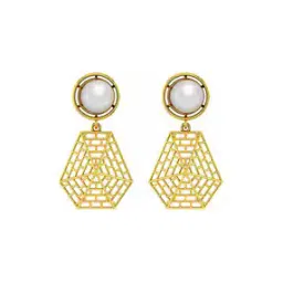p.c. chandra jewellers Yellow Gold Hexagon Shape Drop Earrings-picture-31