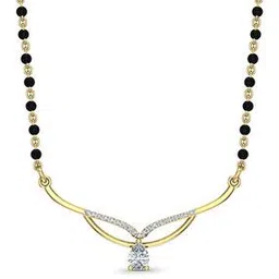 dishis Yellow Gold Diamond-Studded Mangalsutra Pendent-picture-31