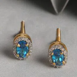 clara Sterling Sliver Gold-Plated Stone-Studded Stud Earrings-picture-37